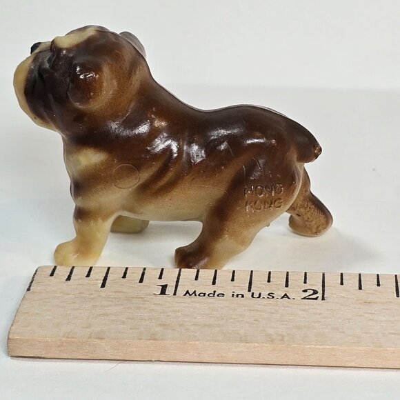 Vintage Bulldog Figurine Brown Cream Hong Kong Collectible Dog Miniature Resin - Picture 5 of 8